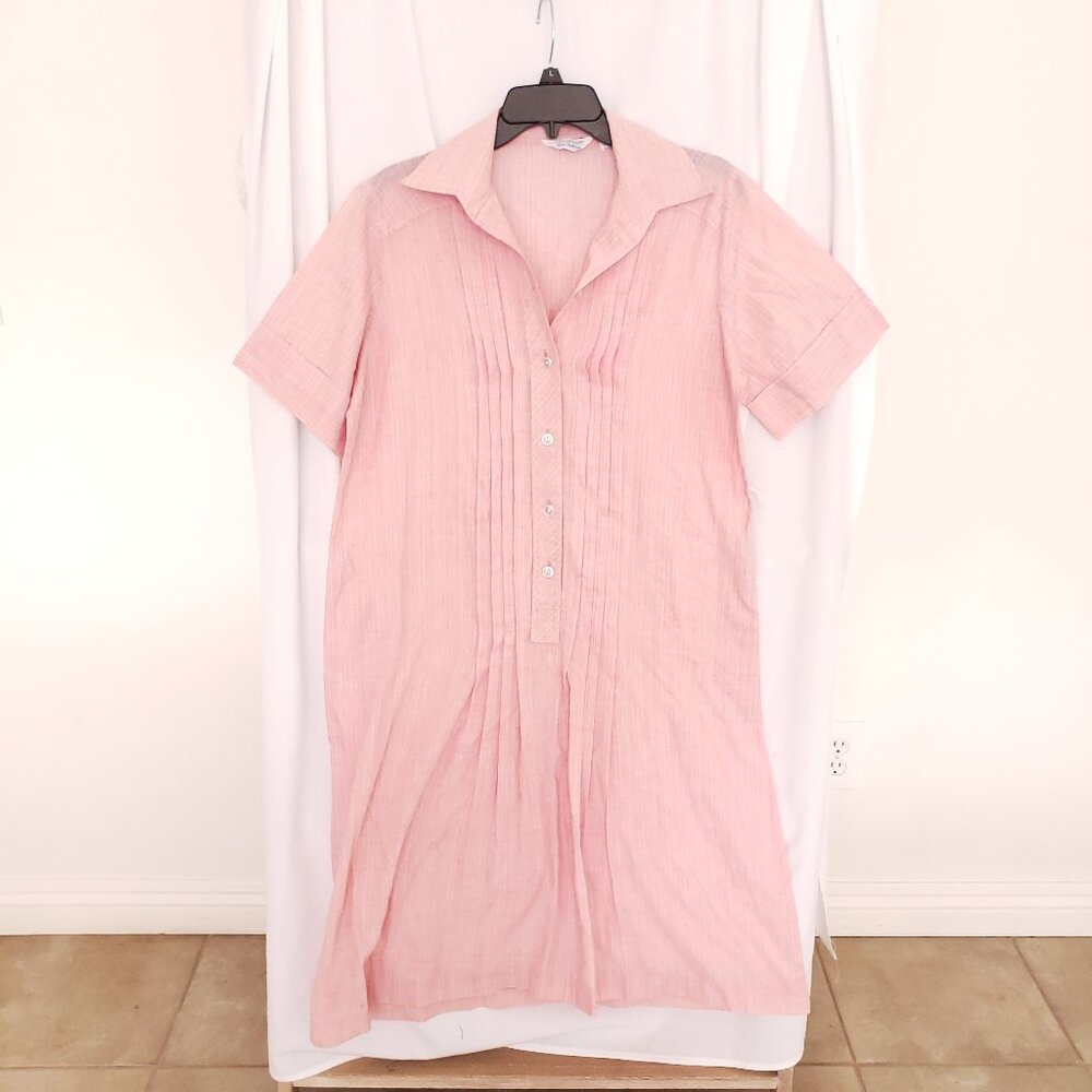 Vintage Sears Fashion Light Red Striped Short Sleeve Short Dress Size 18 1/2